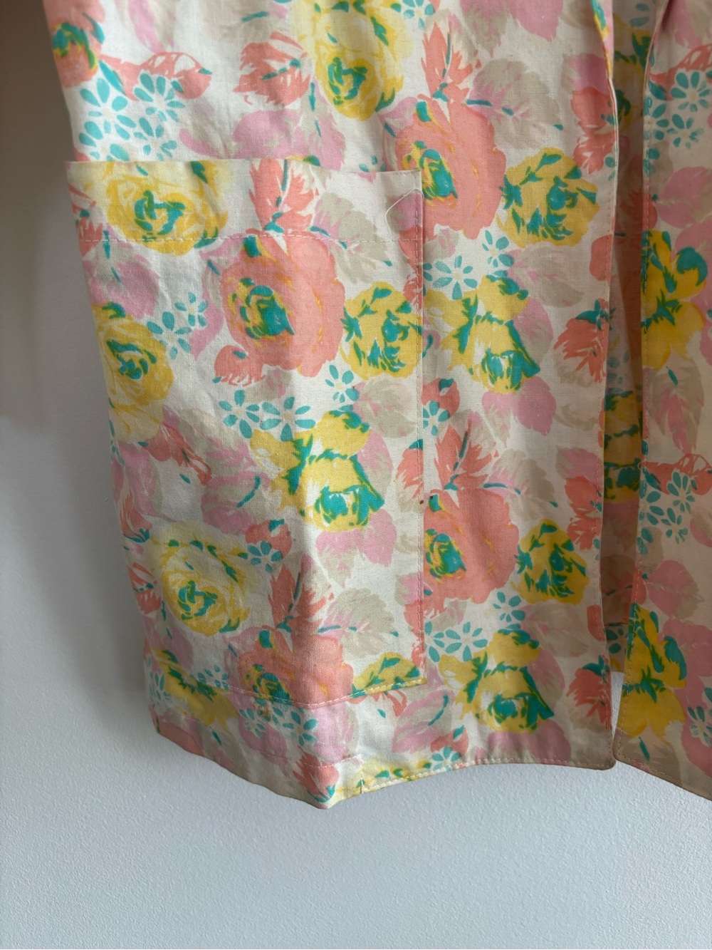 Vintage 100% Cotton Pastel Floral Open Boxy Blazer - Picture 5 of 10
